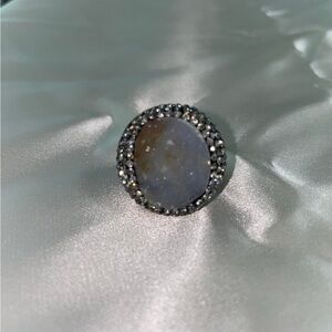 Elegant Silver and Gray Stone Ring